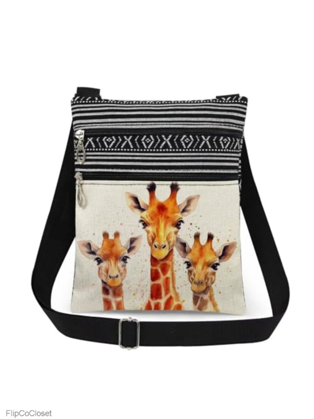 Giraffe Crossbody Bag Polyester Adjustable Strap Messenger Bag